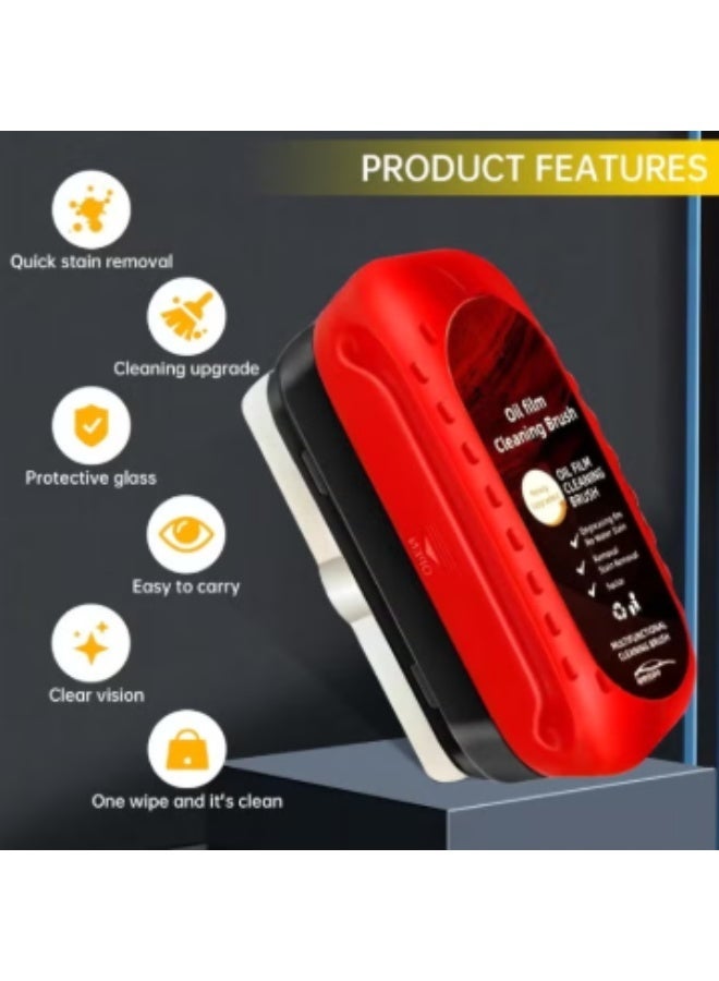 Car Glass Oil Film Cleaning Brush, 120ml Nano Glass Coating Solution – Windshield and Mirror Cleaner with Built-in Applicator - Image 2